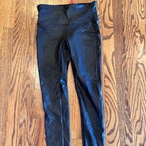 SPANX Black Leather‑Like Leggings – Size Medium – NWOT